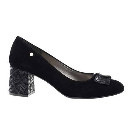 Czarne wygodne czółenka na szerokim obcasie Jasmine od Azali