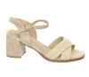 Beżowe sandały damskie na szerokim zamszowym klocku Jezzi