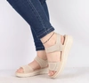 Lekkie beżowe sandały damskie z tkaniny regulowane na rzepy Jezzi