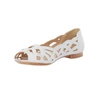 Białe posrebrzane ażurowe czółenka płaskie baleriny eleganckieJezzi