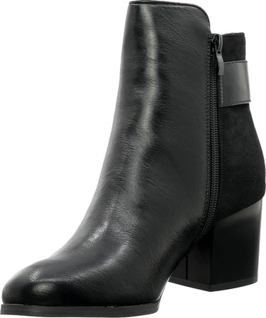 Czarne botki damskie na obcasie klasyczne Jezzi