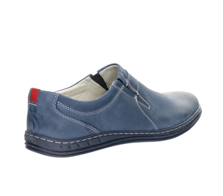 Granatowe półbuty męskie skórzane wsuwane POLBUT