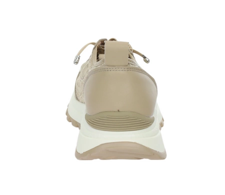 Beżowe adidasy damskie skórzane z koronką i cekinami VINCEZA