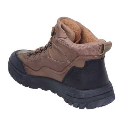 brązowe skórzane buty zimowe męskie sportowe trzewiki American Club