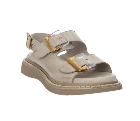 Skórzane sandały damskie eleganckie na regulowanych paskach złote klamry MODO