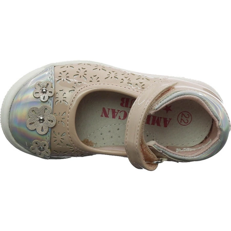 Sandały dziecięce zabudowane pudrowy róż American