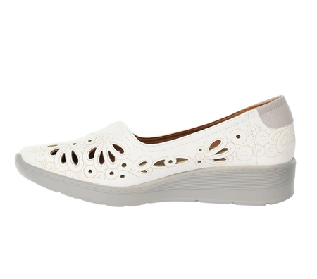 Komfortowe białe czółenka damskie półbuty ze skórzaną wkładką Jezzi