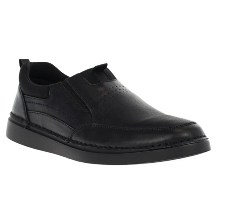 Czarne skórzane buty męskie elegancko-sportowe wsuwane American Club