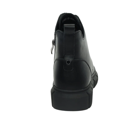 Czarne buty zimowe damskie ze skóry naturalnej trzewiki botki płaskie Jezzi