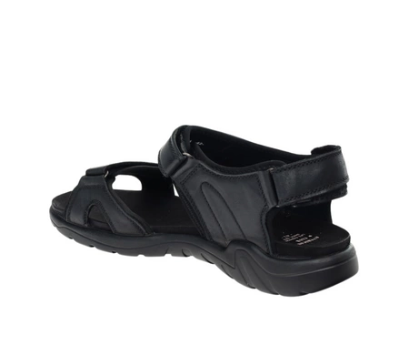 Czarne męskie sandały skórzane na rzepy elegancko-sportowe American Club