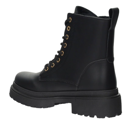 Czarne trapery zimowe damskie ocieplane na zamek NEWS