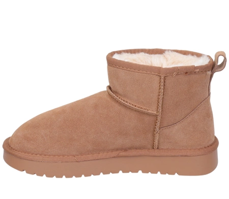 Śniegowce beżowe botki niskie EMU skórzane haftowane