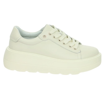 Beżowe adidasy skórzane damskie na grubej platformie Jezzi