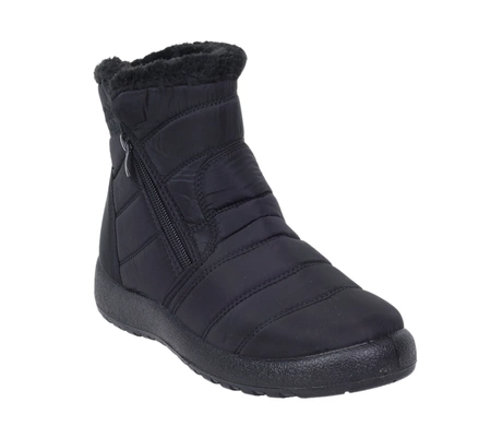 Czarne śniegowce damskie ciepłe trzewiki na zamek NEWS