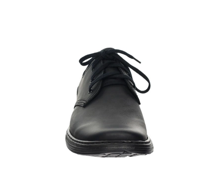 Czarne skórzane klasyczne półbuty męskie garniturowe POLBUT