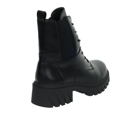 Czarne botki damskie na platformie ciężkie rokowe Jezzi