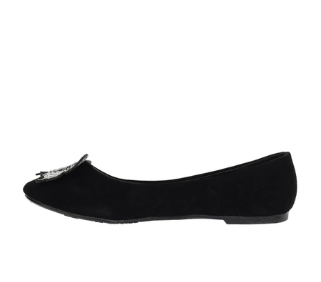 Welurowe czarne czółenka balerinki damskie Haver
