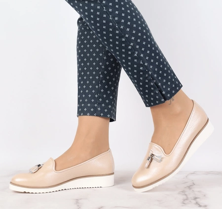 Mokasyny damskie skórzane eleganckie lordsy Gino Fabiani - Produkt Polski