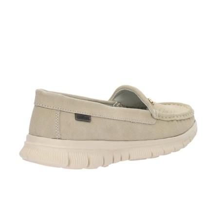 Skórzane mokasyny damskie komfortowe beżowe Jezzi