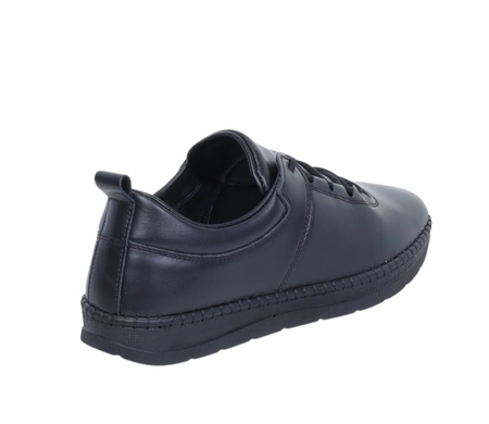 Czarne skórzane półbuty damskie komfortowe ze skóry naturalnej MODO