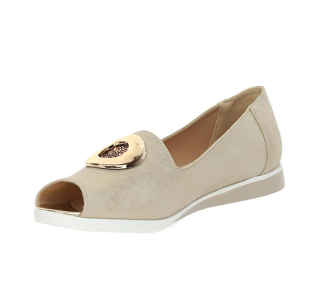 Płaskie czółenka z wycięciem na palce ze skórzana wkładką Jezzi