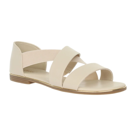 Beżowe sandały płaskie wsuwane z zakrytą piętą Jezzi