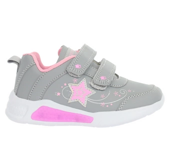 Szare adidasy dla dziewczyni na rzepy świecąca podeszwa American Club