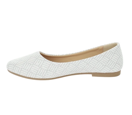 Białe baleriny damskie czółenka płaskie ślubne Jezzi