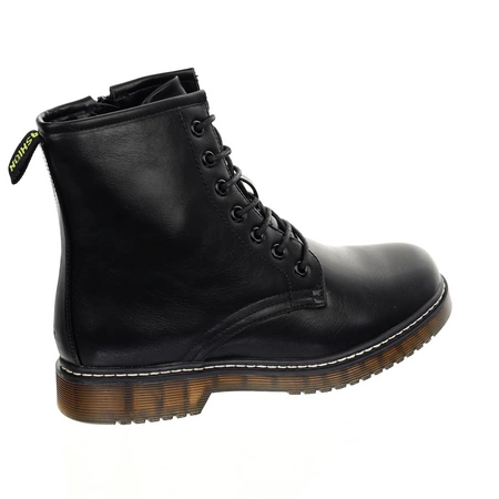 Czarne skórzane botki glany damskie z eko skóry Jezzi