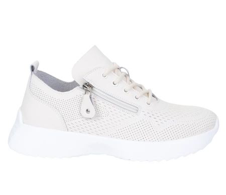 Beżowe skórzane adidasy damskie eleganckie i oddychające VINCEZA