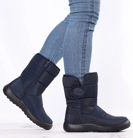 Granatowe śniegowce damskie wysokie ocieplane Jezzi