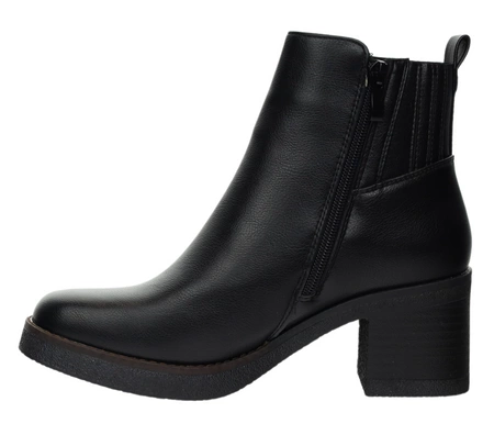 Eleganckie czarne botki zimowe damskie na obcasie ocieplane Jezzi