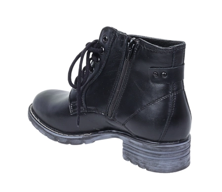 Czarne skórzane botki damskie ocieplane garniturowe Polskie Gino Fabiani