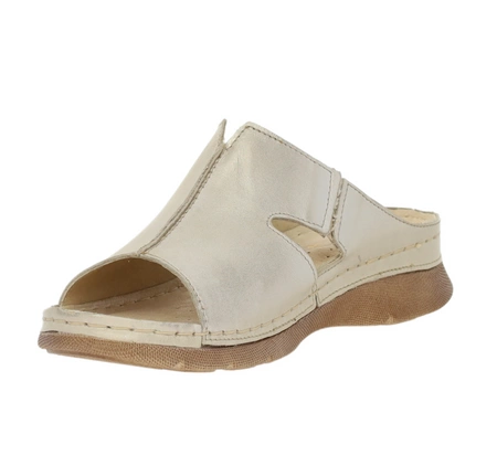 Zdrowotne szyte klapki damskie skórzane eleganckie Gino Fabiani - Produkt Polski