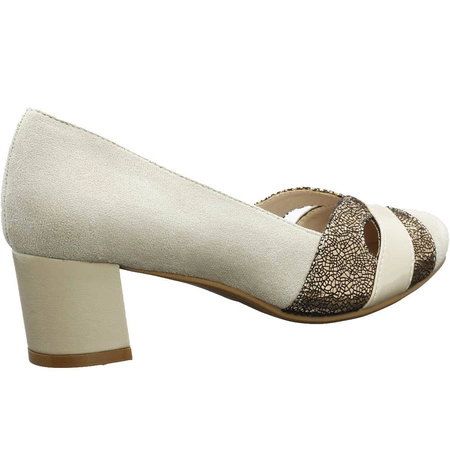 Beżowe czółenka damskie na obcasie Polskie Jezzi