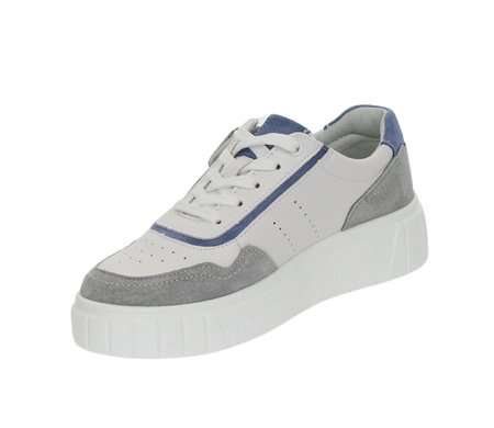 Skórzane adidasy damskie na zamek białe na platformie Jezzi