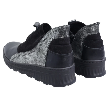 Czarne skórzane półbuty damskie na zamek Polskie Gino Fabiani