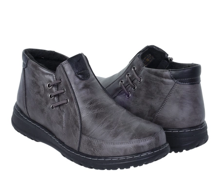 Szare trzewiki damskie zimowe buty ocieplane na zamek 