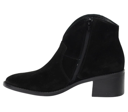 Czarne zamszowe botki kowbojki nieocieplane RYŁKO