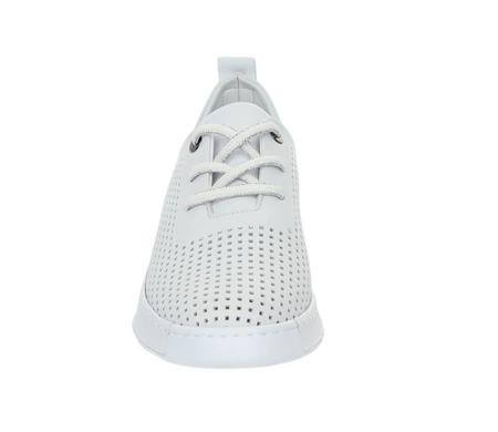 Białe skórzane adidasy damskie ażurowe półbuty sportowe MODO