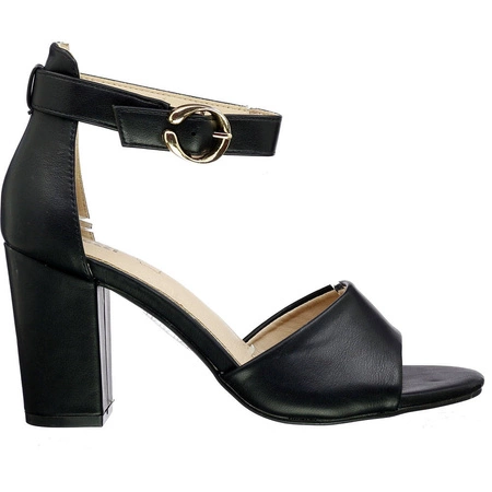 Czarne sandały damskie na obcasie z zakrytą piętą Jezzi