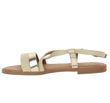 Beżowe płaskie sandały na cienkich paskach Jezzi