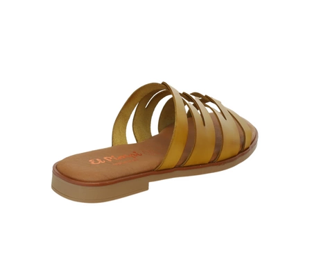 Skórzane klapki damskie płaskie Hiszpańskie El Pimpi