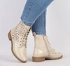 Wiosenne złote botki damskie płaskie ażurowe Jezzi