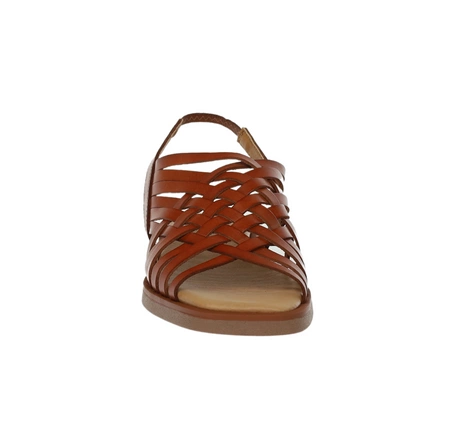 Brązowe skórzane sandały rzymianki plecione jezuski El Pimpi - Made in Spain