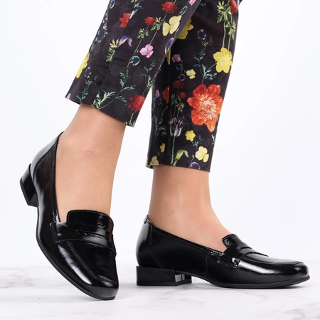 Eleganckie półbuty damskie lakierowane lordsy skórzane Gino Fabiani