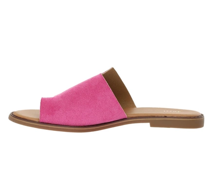 Fuksjowe klapki damskie płaskie różowe zamszowe Jezzi