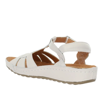 Beżowe sandały damskie ze skóry naturalnej komfortowe Gino Fabiani - Produkt Polski