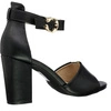Czarne sandały damskie na obcasie z zakrytą piętą Jezzi