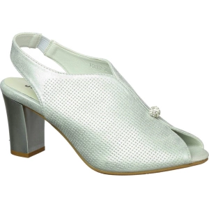 Srebrne sandały damskie zabudowane na obcasie Jezzi